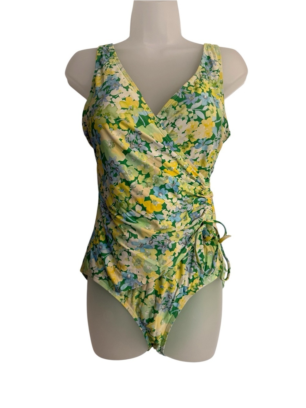 NIPTUCK SWIM Floral Wrap-Front One-Piece Swimsuit Floral Multi Fit Cup Size 10 - Picture 2 of 7